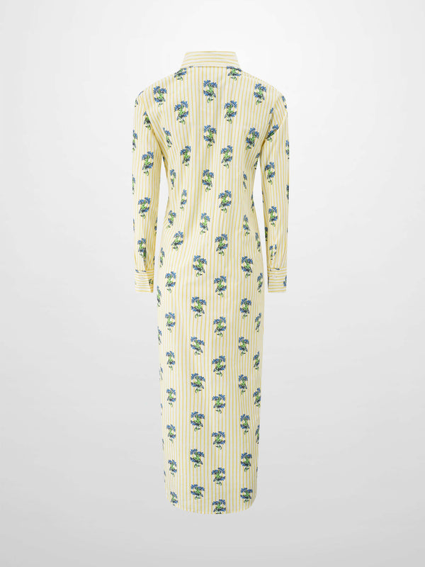 Side Tie Shirtdress-Floral Stripe