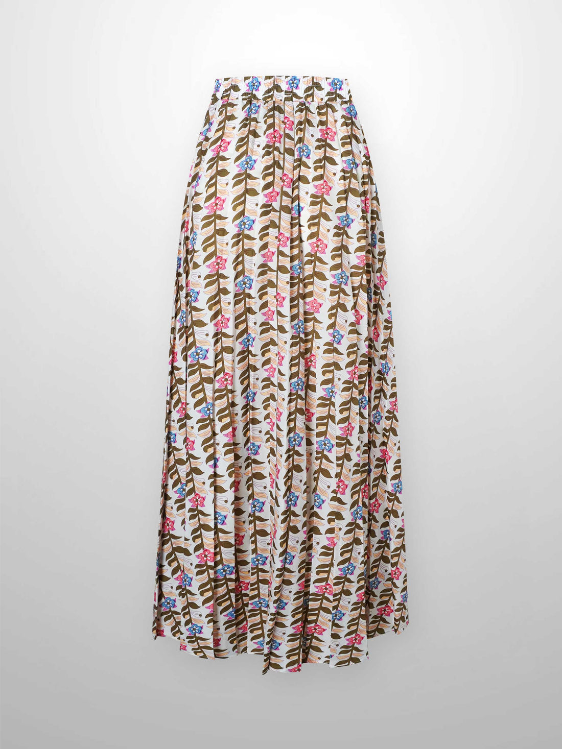 Covered Band Pleated Skirt 37&quot;-Floral Vines