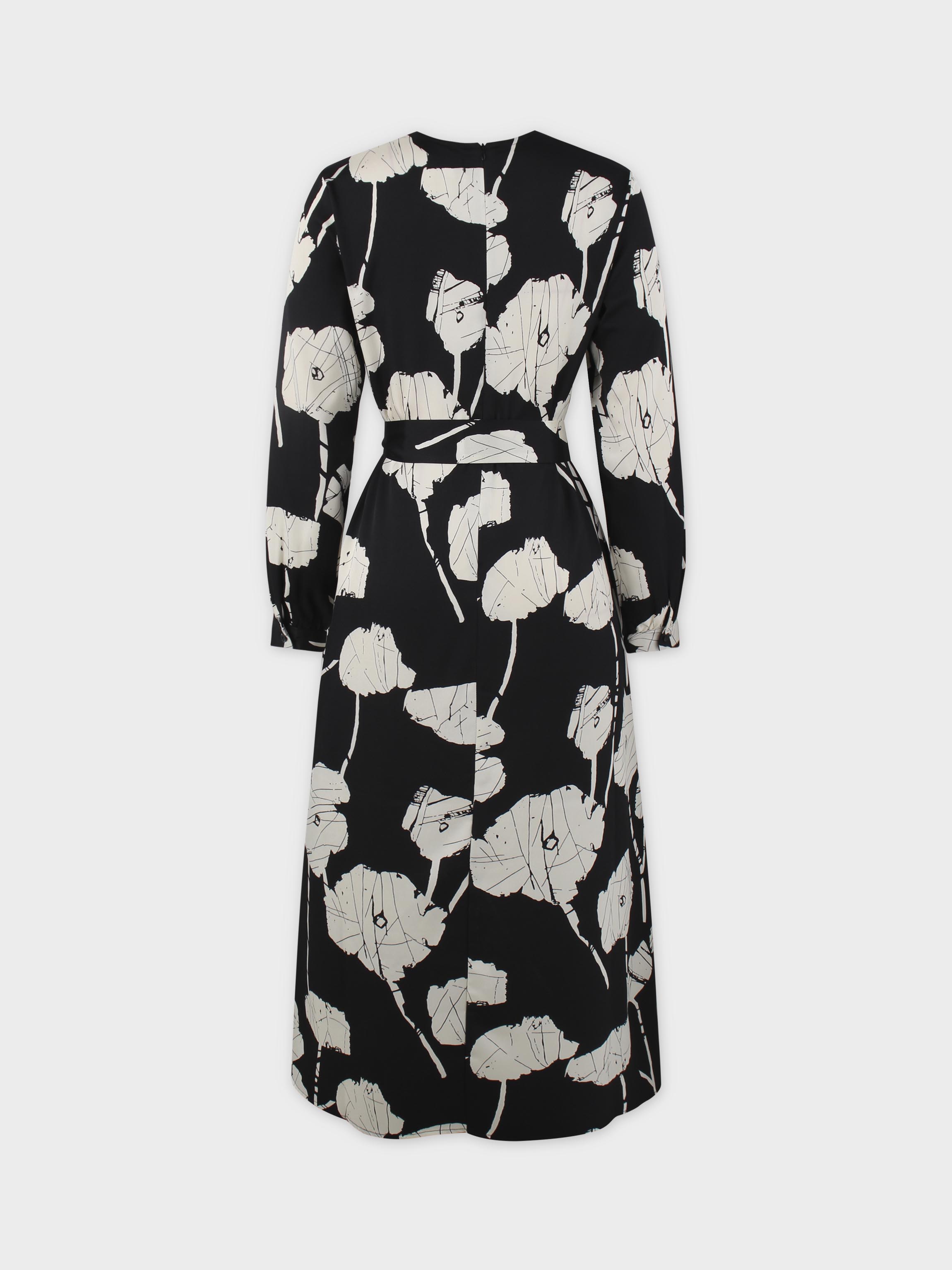 Long Belted Shift Dress-Geo Floral