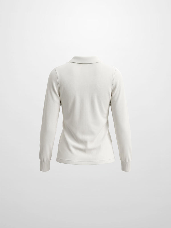 Asymmetrical Button Collar Sweater - Cream