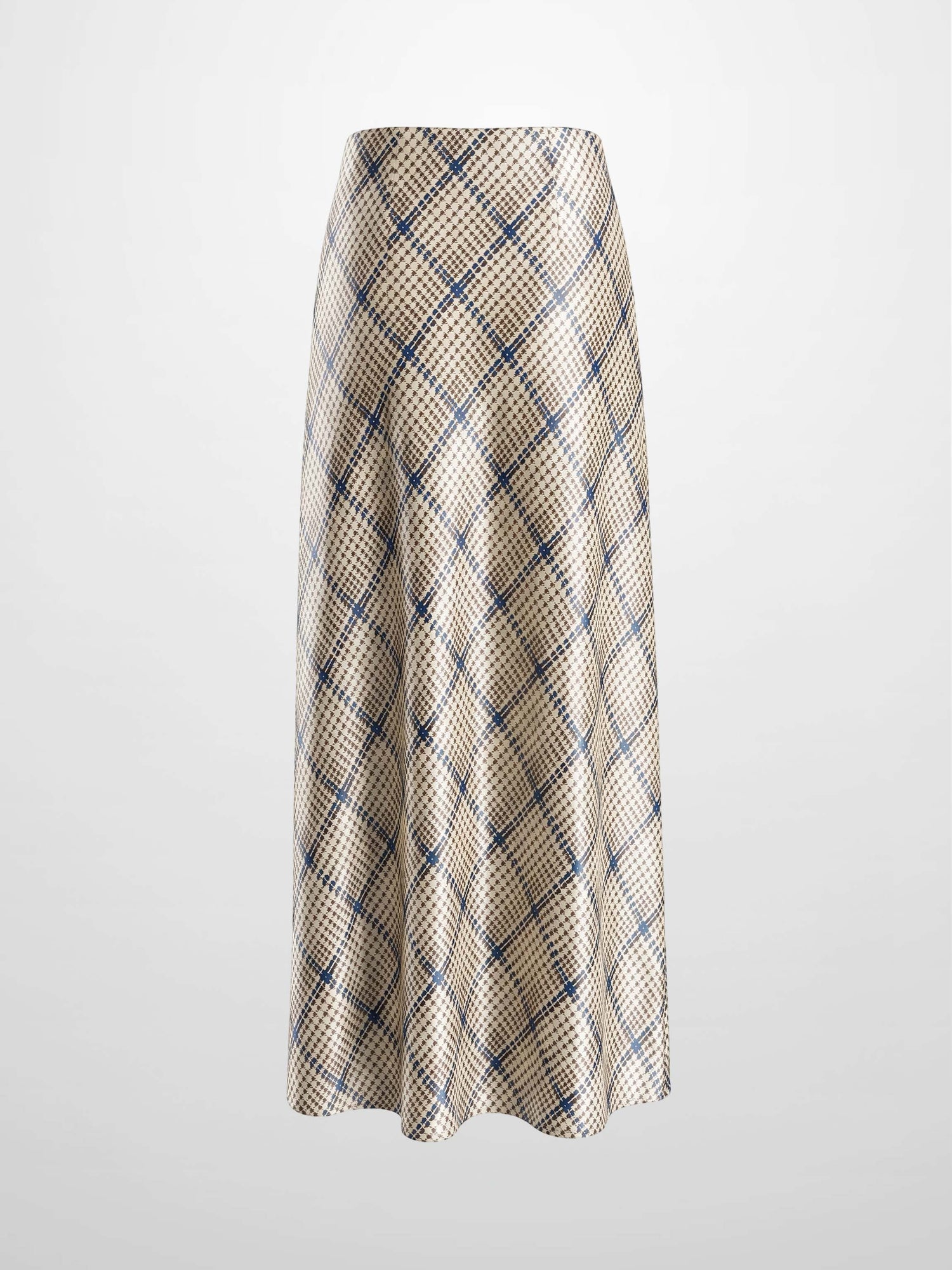 Print Slip Skirt-Brown Houndstooth