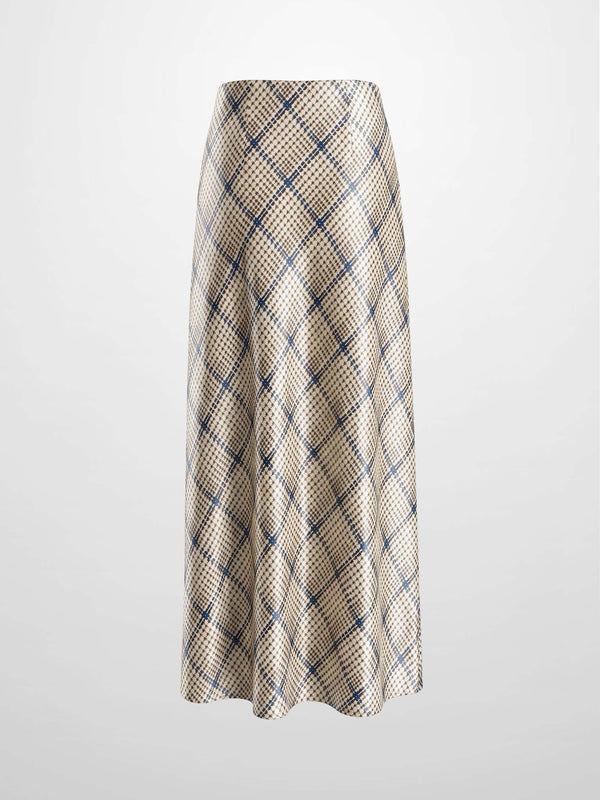 Print Slip Skirt-Brown Houndstooth