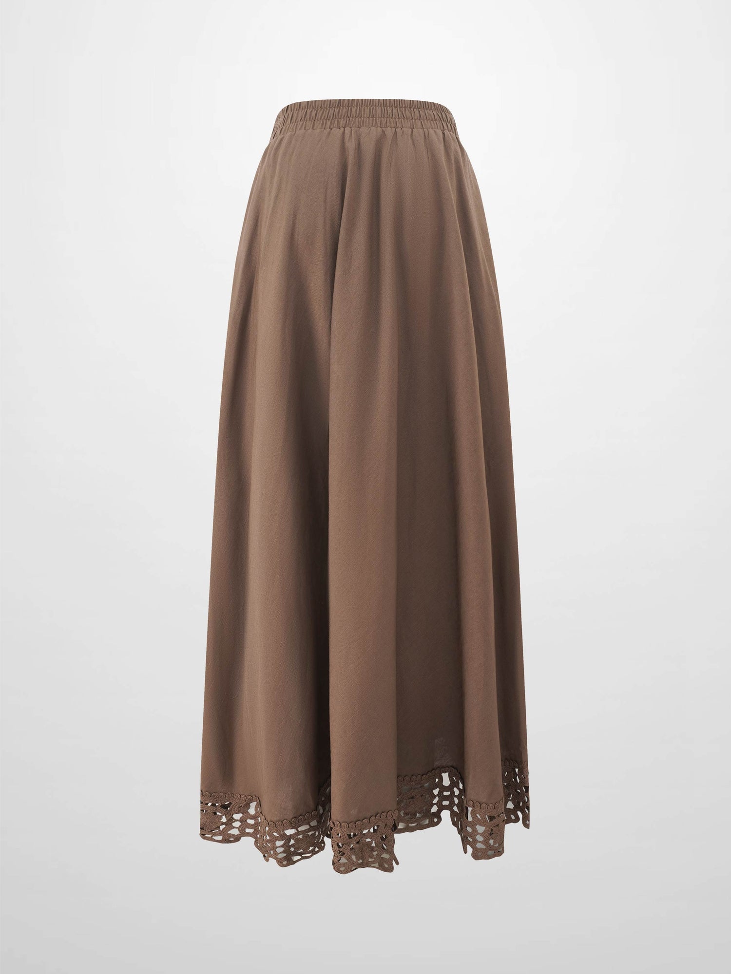 Crochet Trim Skirt-Brown