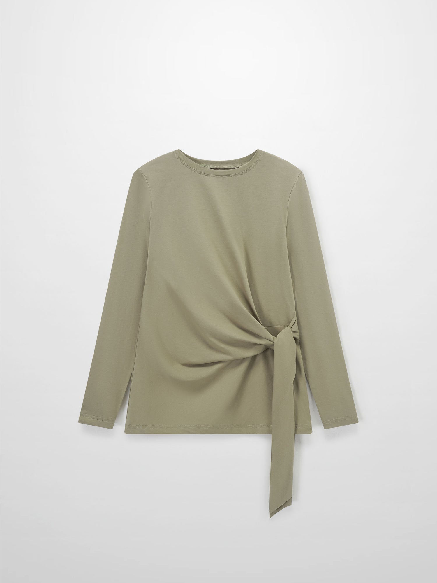 Side Tie T-Shirt-Olive Green