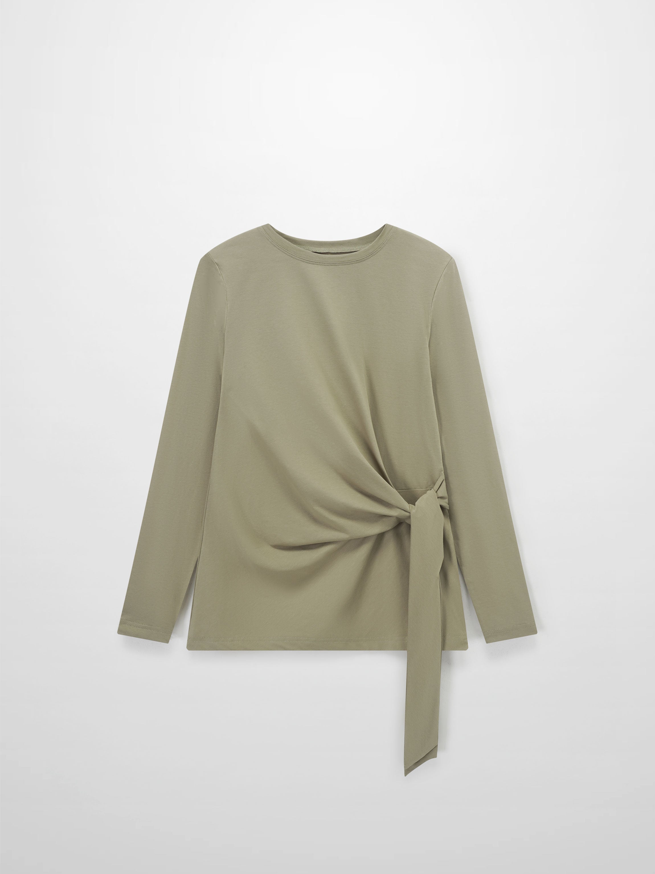 Side Tie T-Shirt-Olive Green