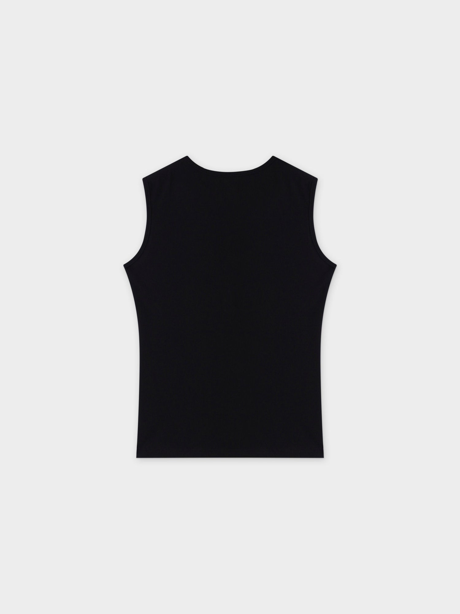 RIBBED CREW SLEEVELESS SHELL-BLACK