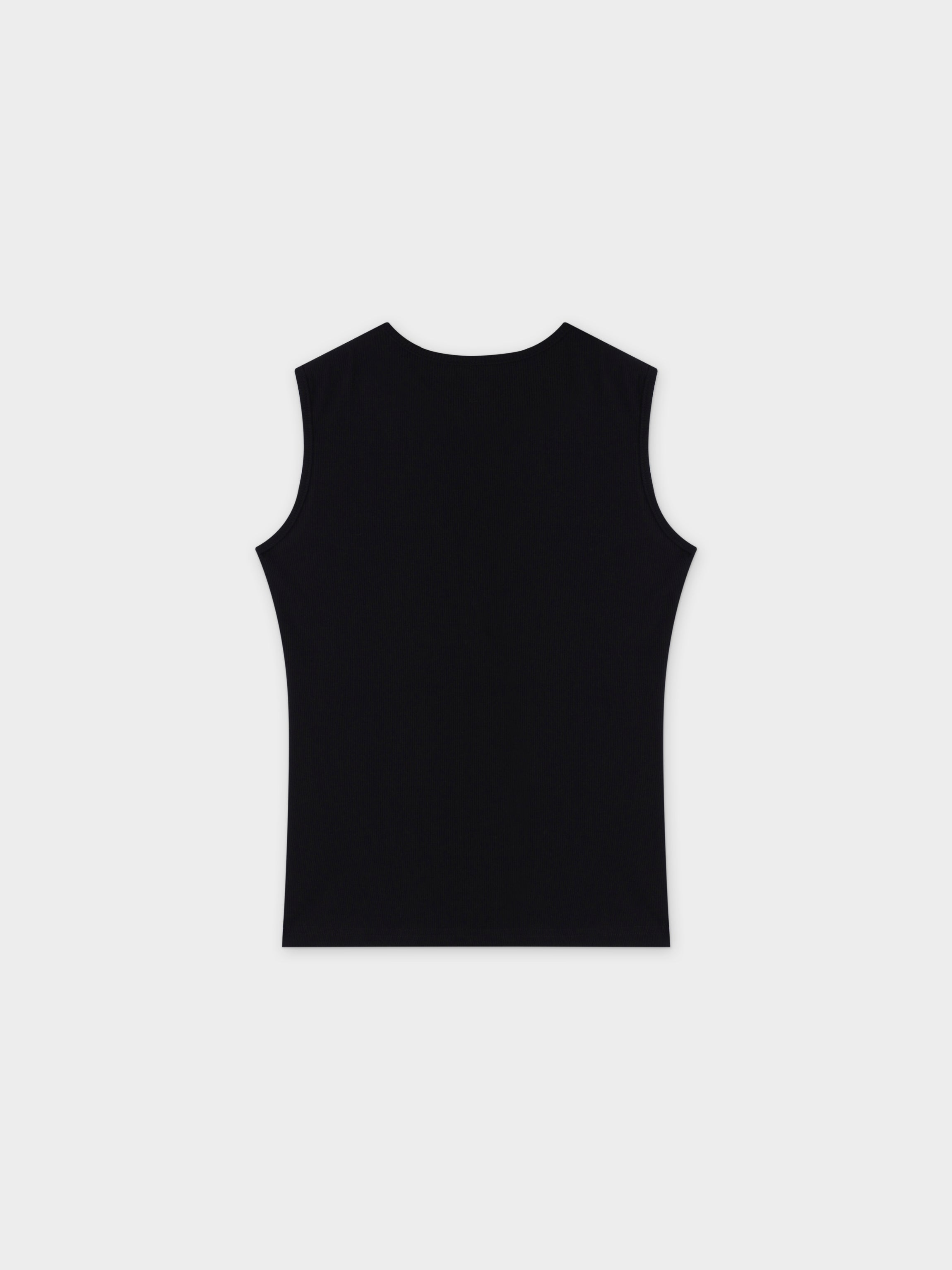 RIBBED CREW SLEEVELESS SHELL-BLACK