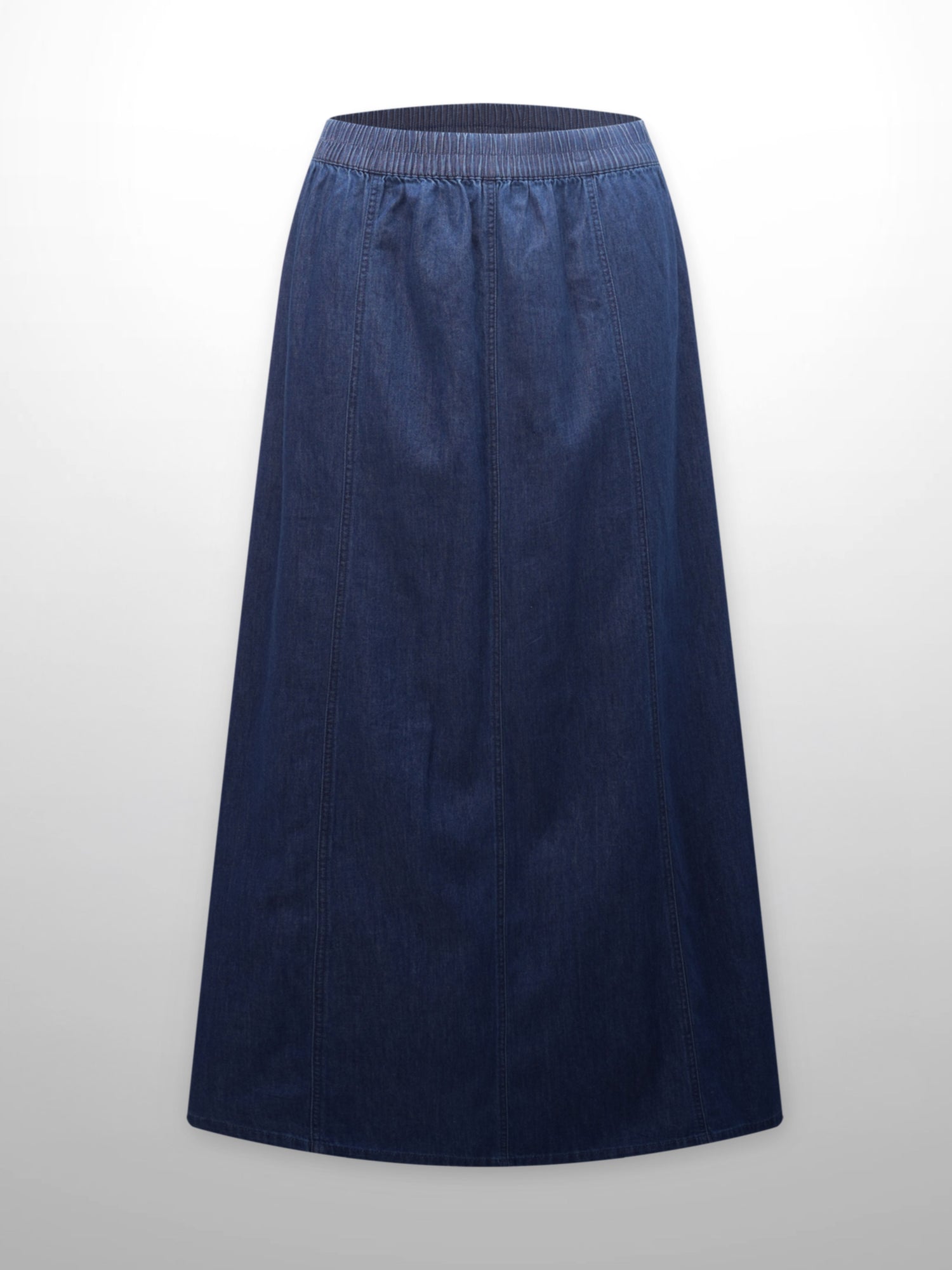 Elastic Waist Denim Skirt-Blue