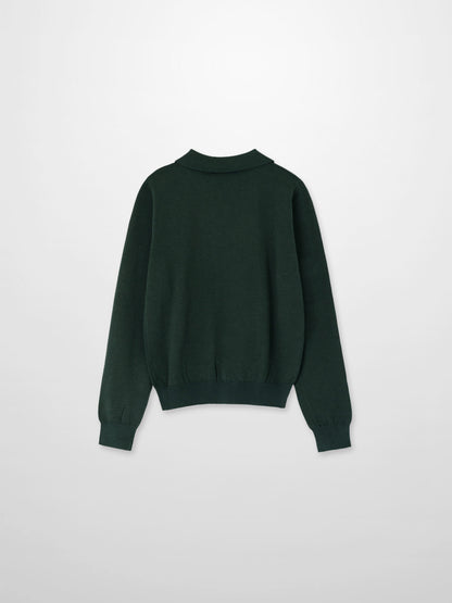 Wool Blend Collared Cardigan-Green