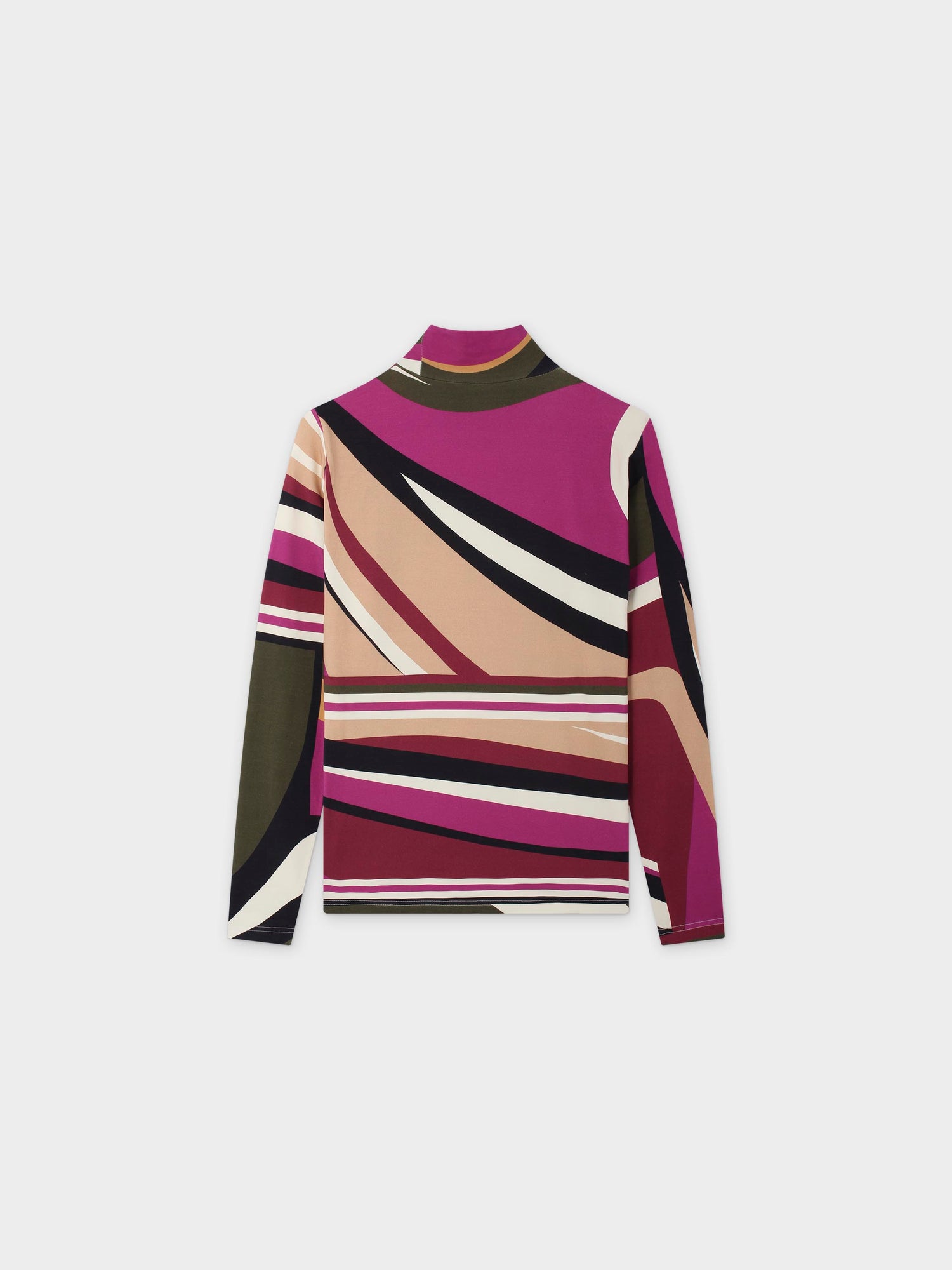 Printed Modal Turtleneck-Multi Colored Swirl