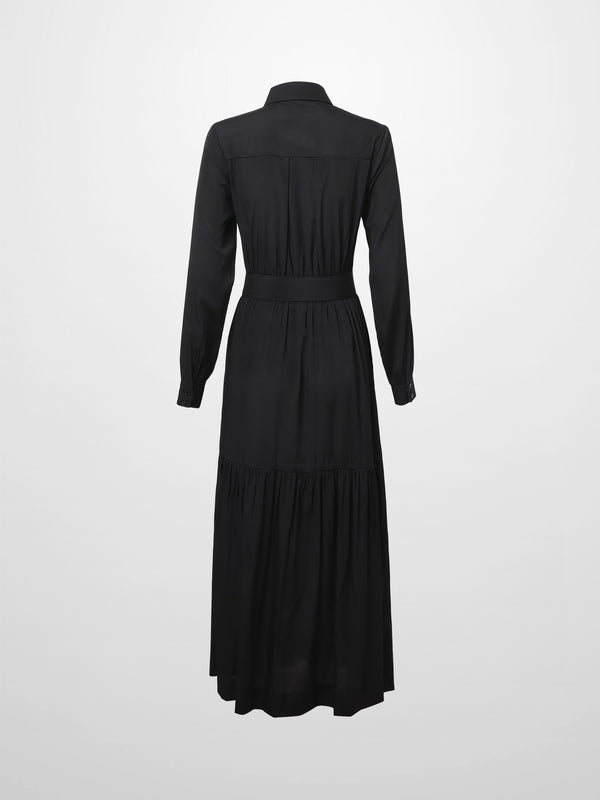 Prairie Bottom Shirt Dress-Black