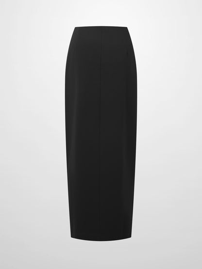 Straight Maxi Stretch Skirt-Black