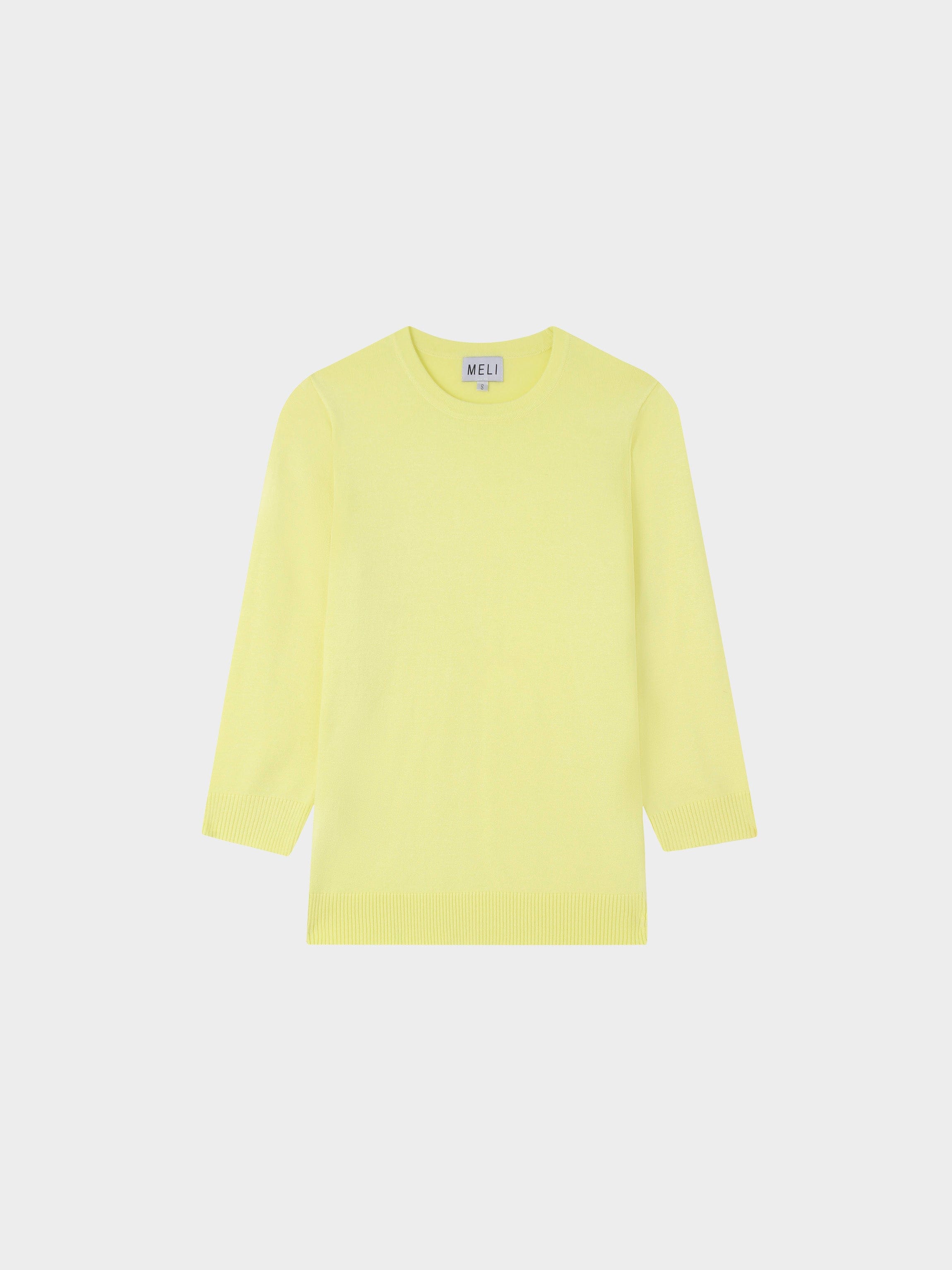 Basic Crew Sweater 3Q-Yellow