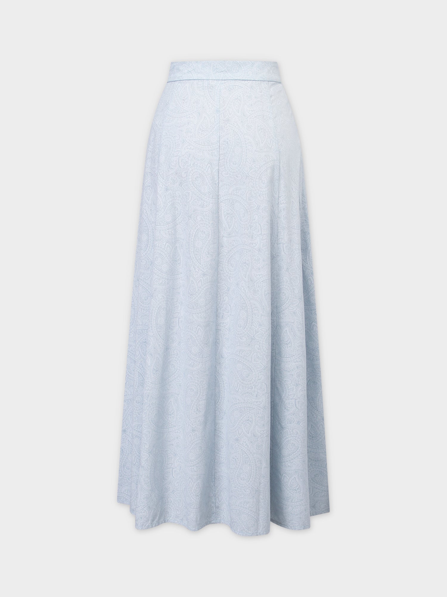 Pattern A-Line Seamed Skirt-Light Blue Paisley