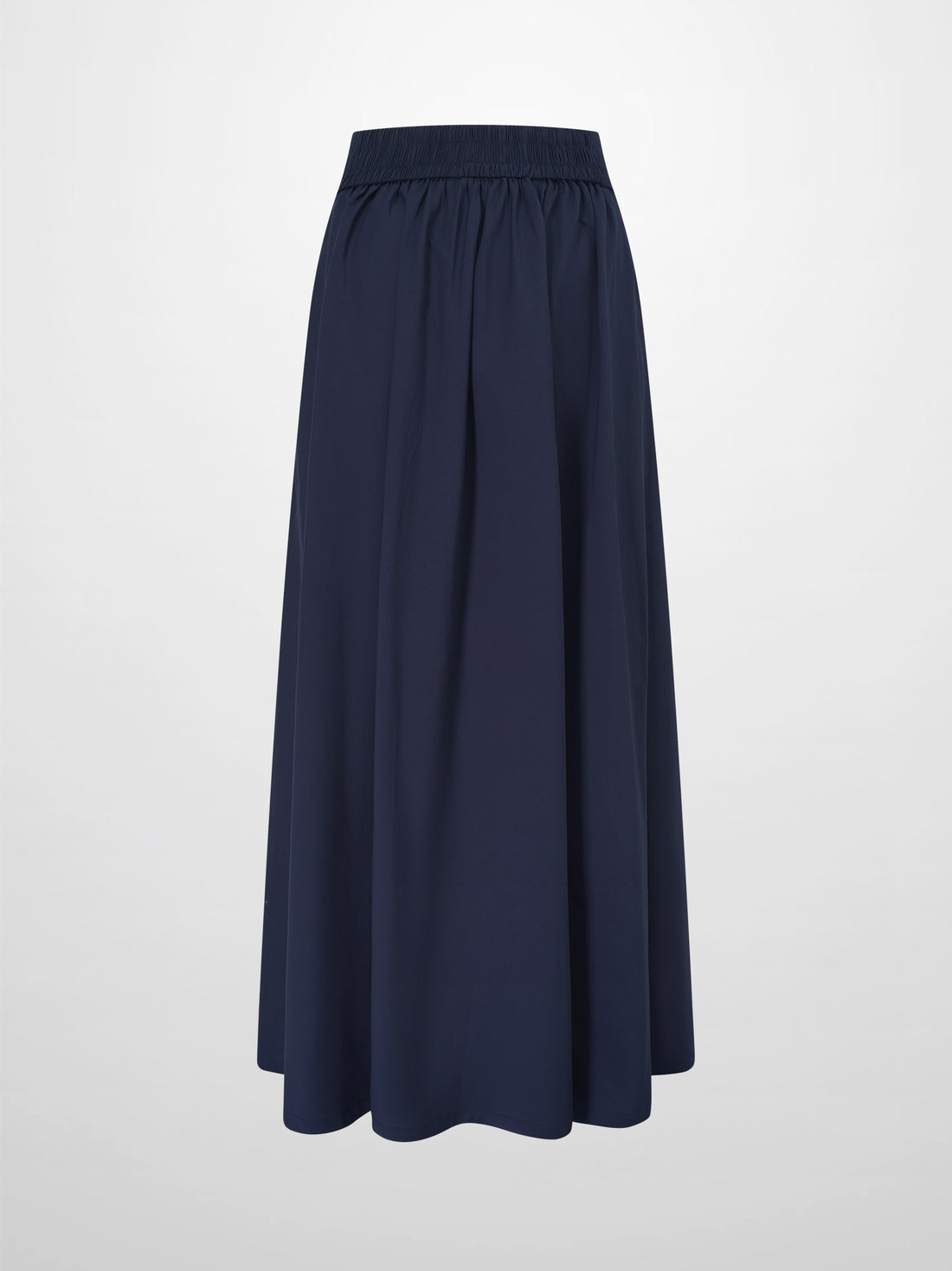 Elastic Back Maxi Cotton Blend Skirt-Navy
