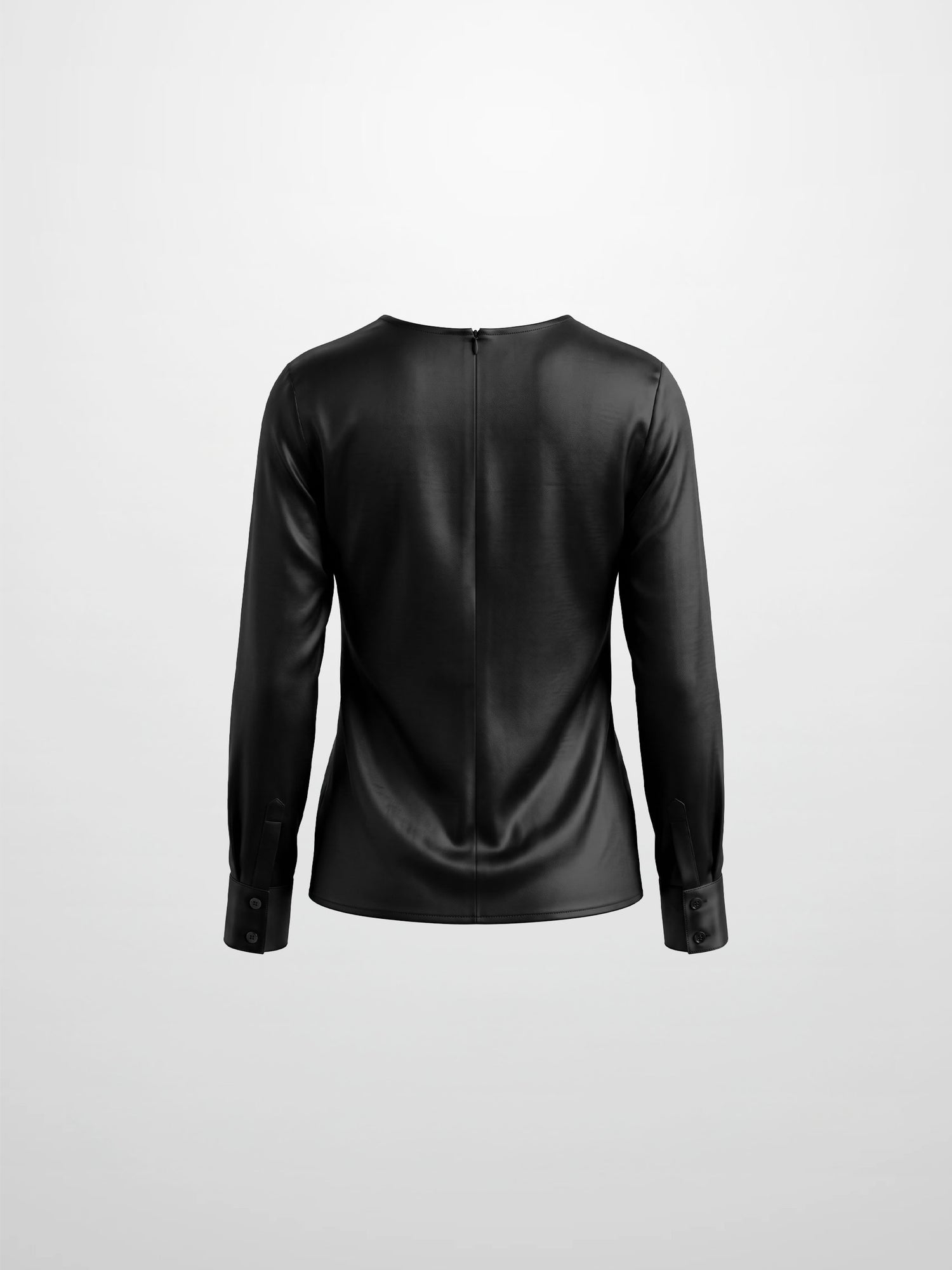 Faux Satin Ruffle Top - Black