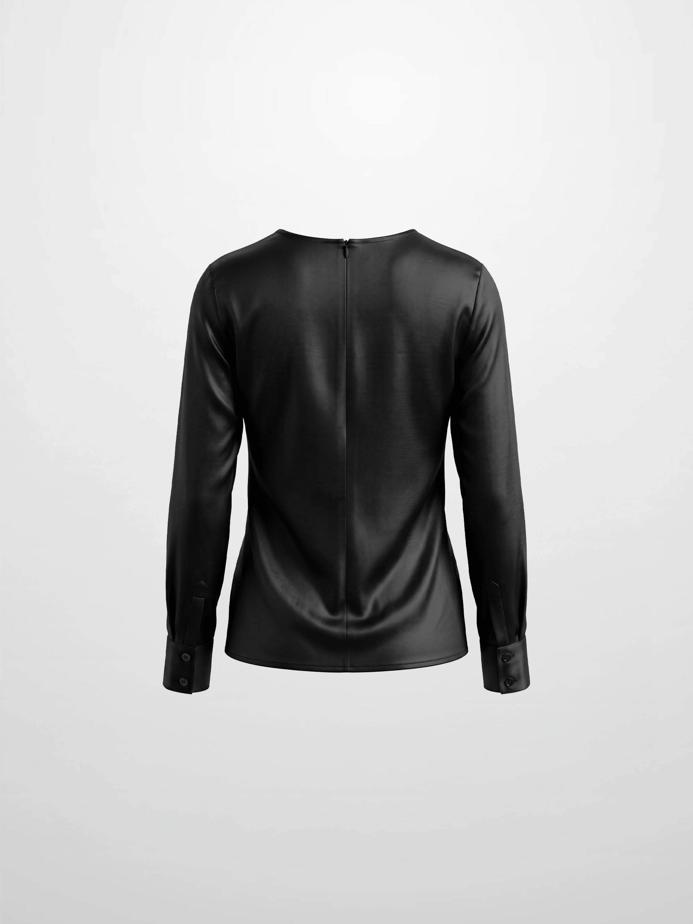 Faux Satin Ruffle Top - Black
