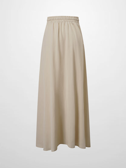 Drawstring Circle Skirt-Tan