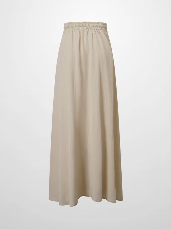 Drawstring Circle Skirt-Tan