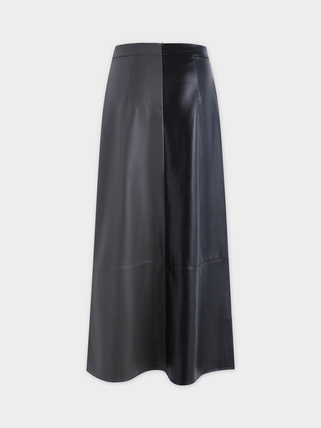 Two Tone Leather Skirt-Black/Grey