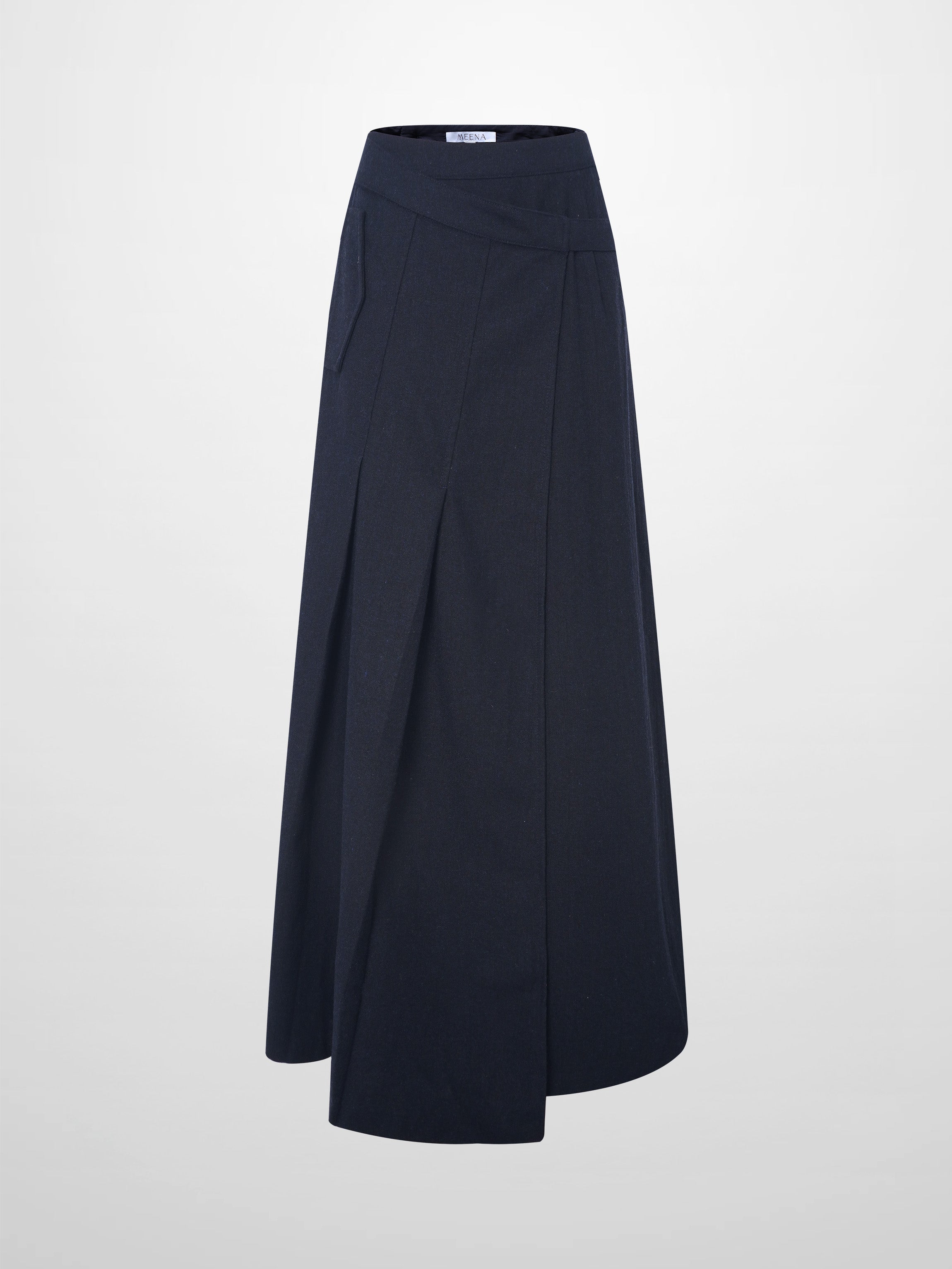 Buckle Pleat Skirt - Navy