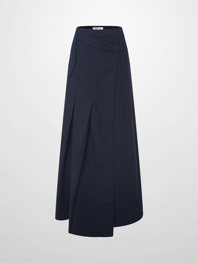 Buckle Pleat Skirt - Navy