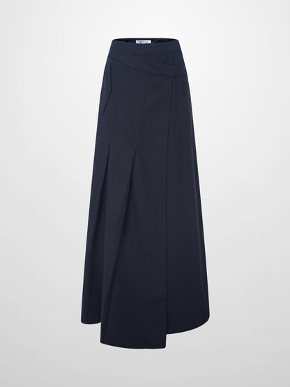 Buckle Pleat Skirt - Navy