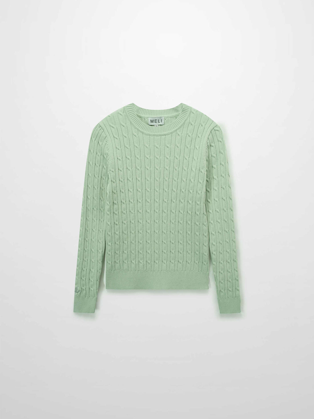 Crew Neck Cable Sweater-Mint