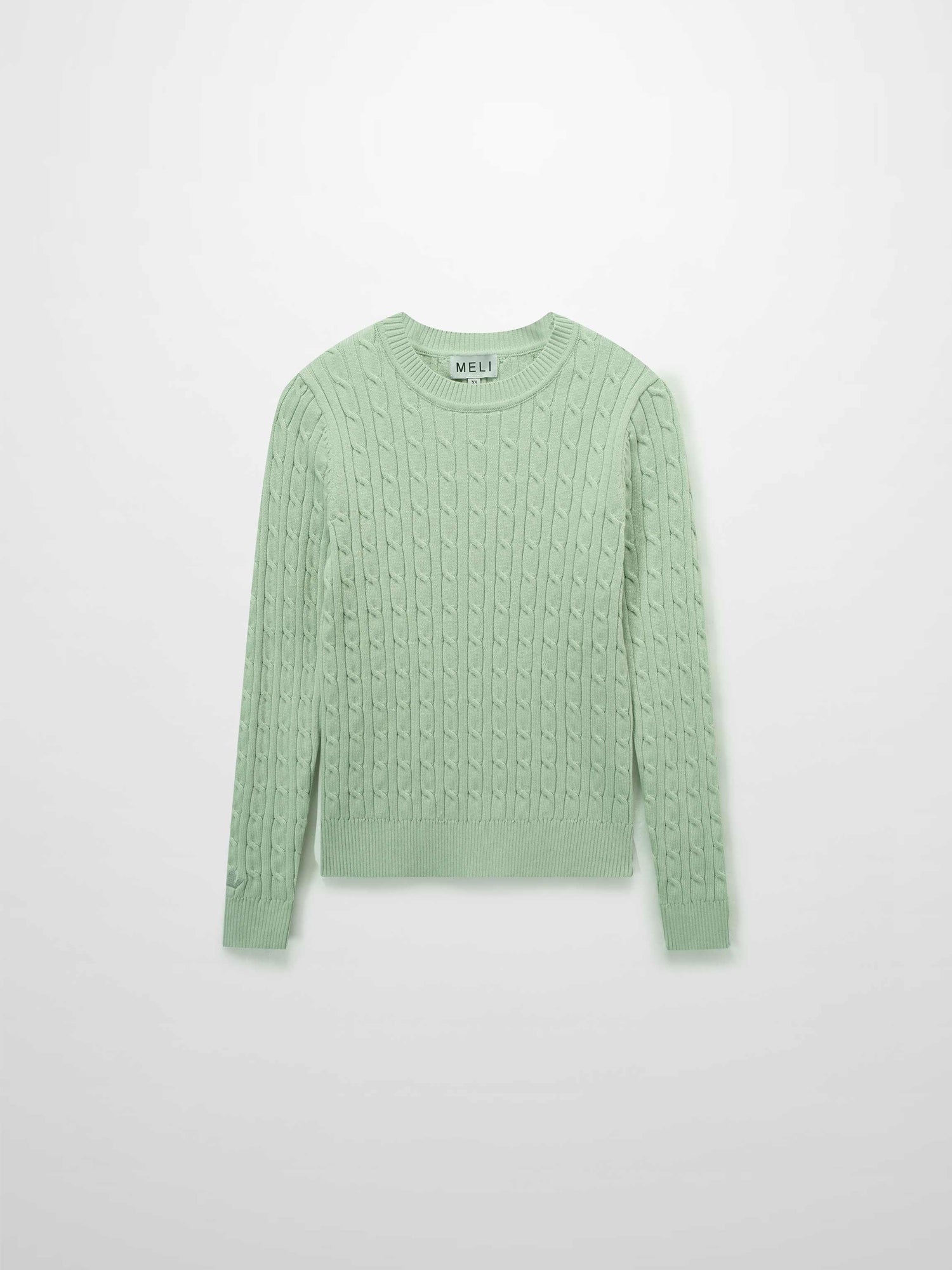 Crew Neck Cable Sweater-Mint