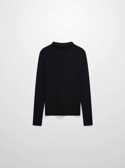 Lurex Ribbed Knit Turtleneck-Black