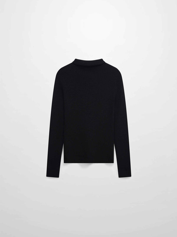 Lurex Ribbed Knit Turtleneck-Black