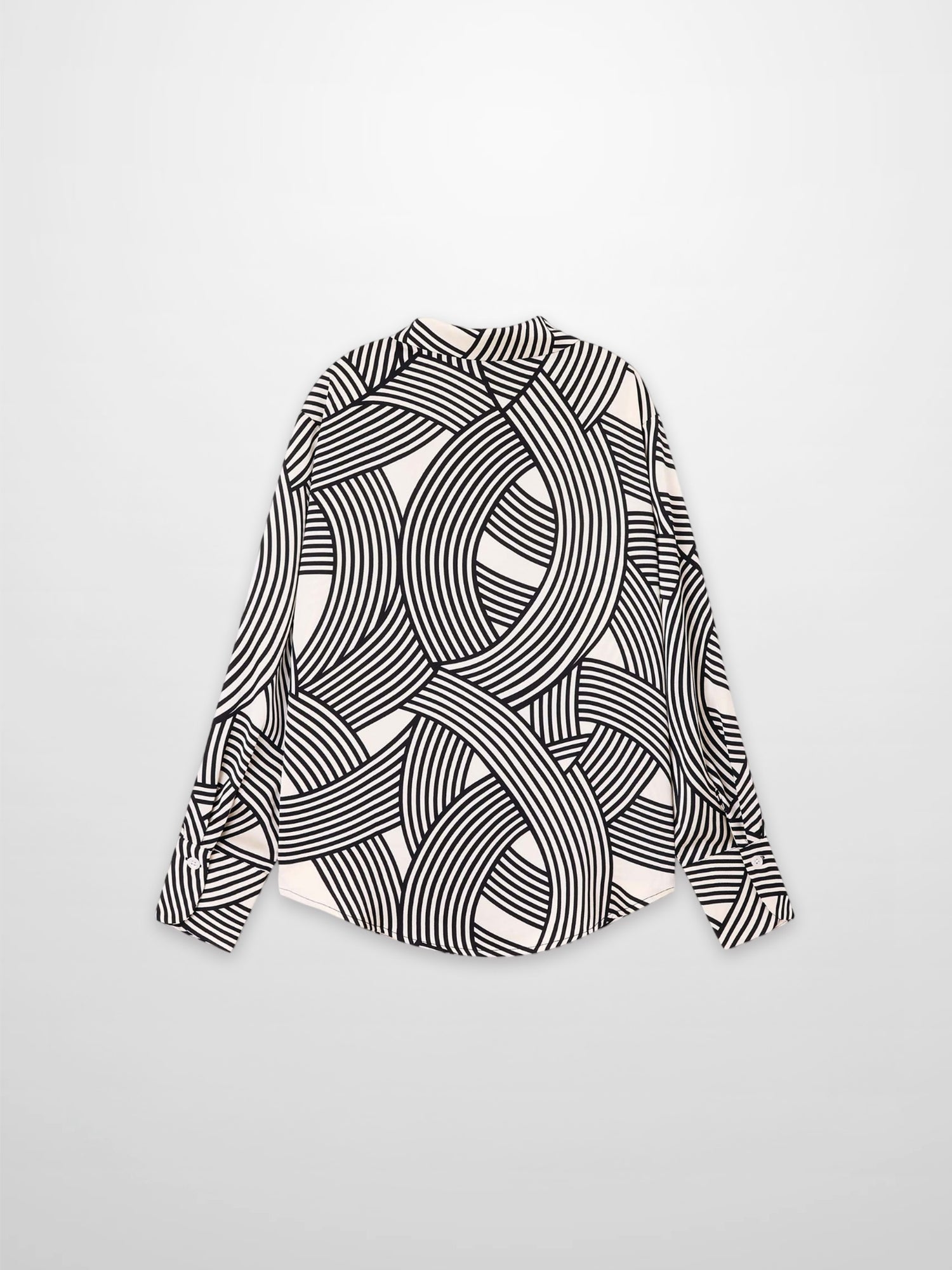 Button Down Print Blouse-Geometric Lines