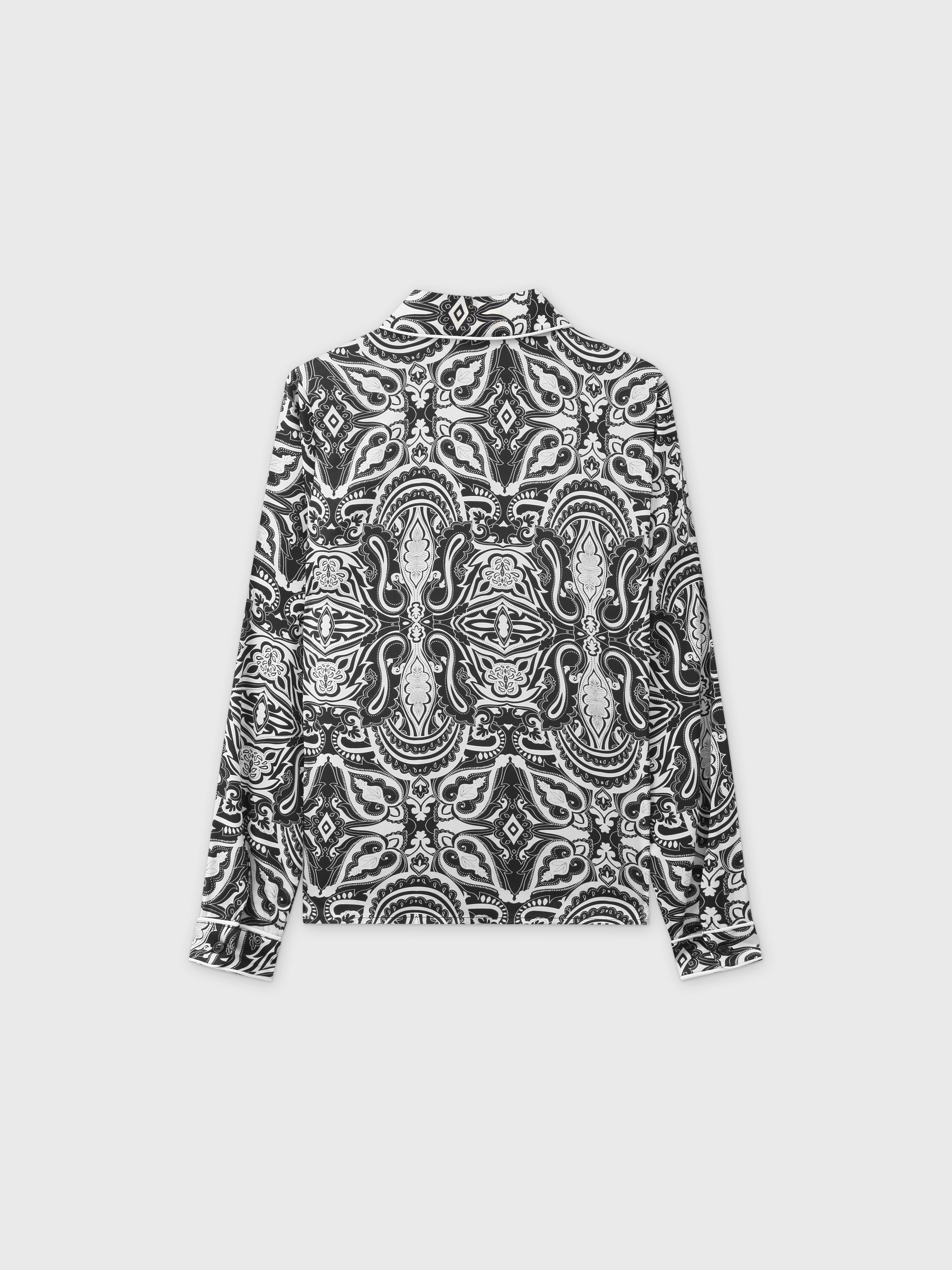 Piped Blouse-B/W Paisley