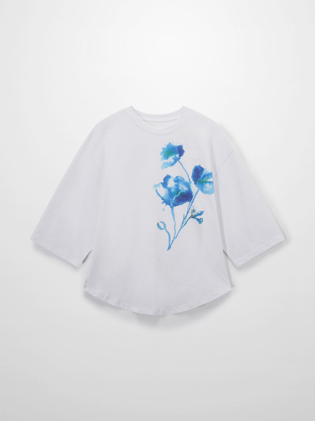 Floral Motif Oversized Tee-Blue