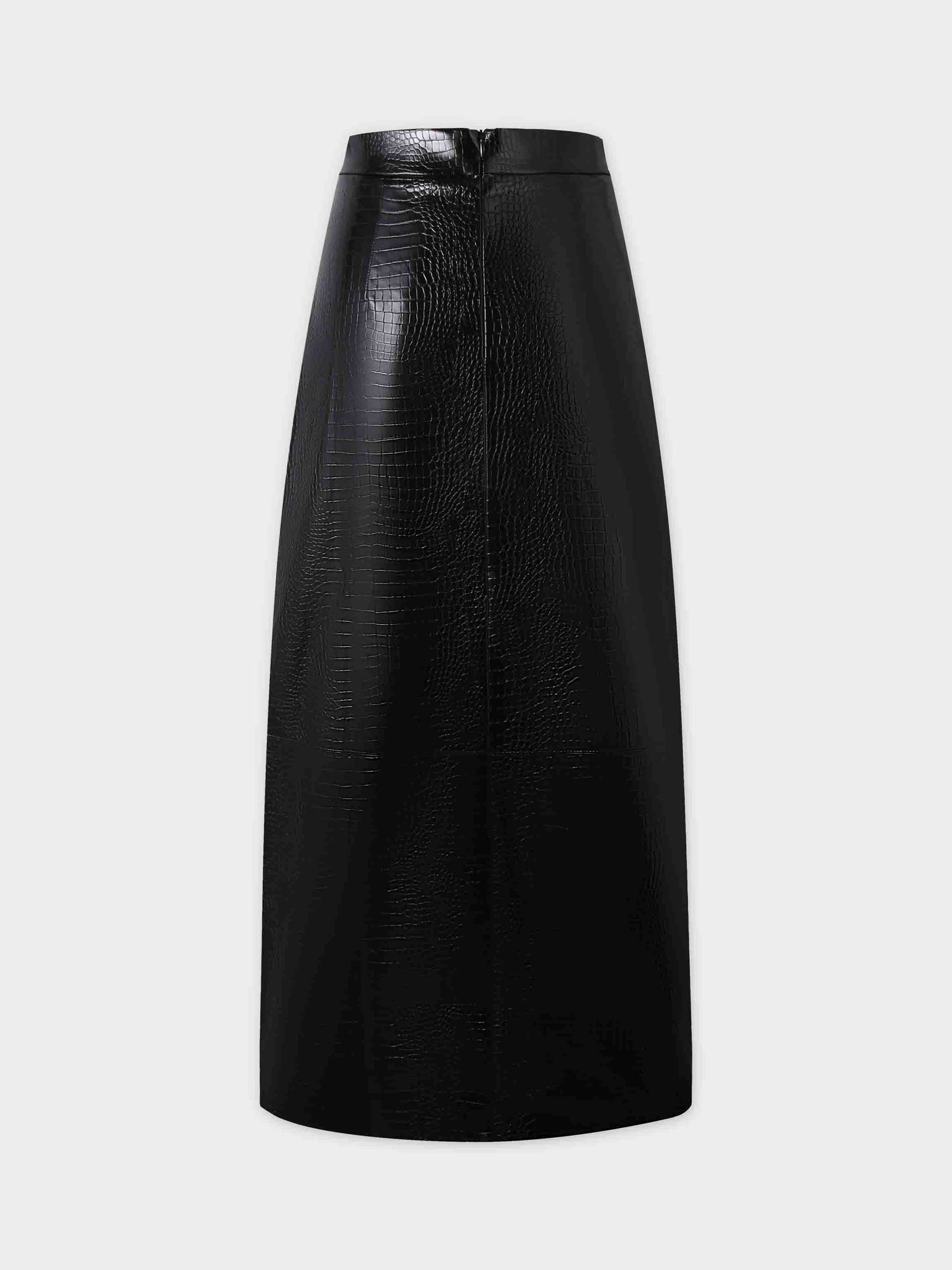 Croc Leather Skirt-Black