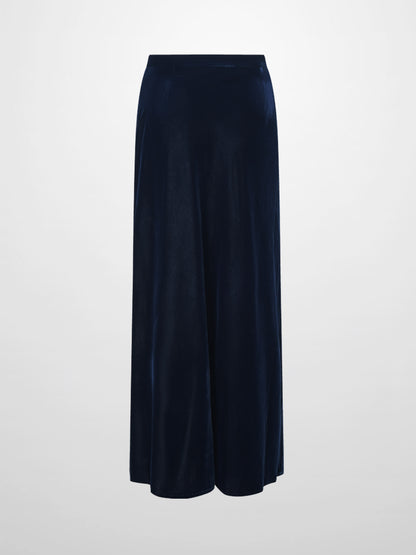 Velvet Flare Skirt-Grey/Blue
