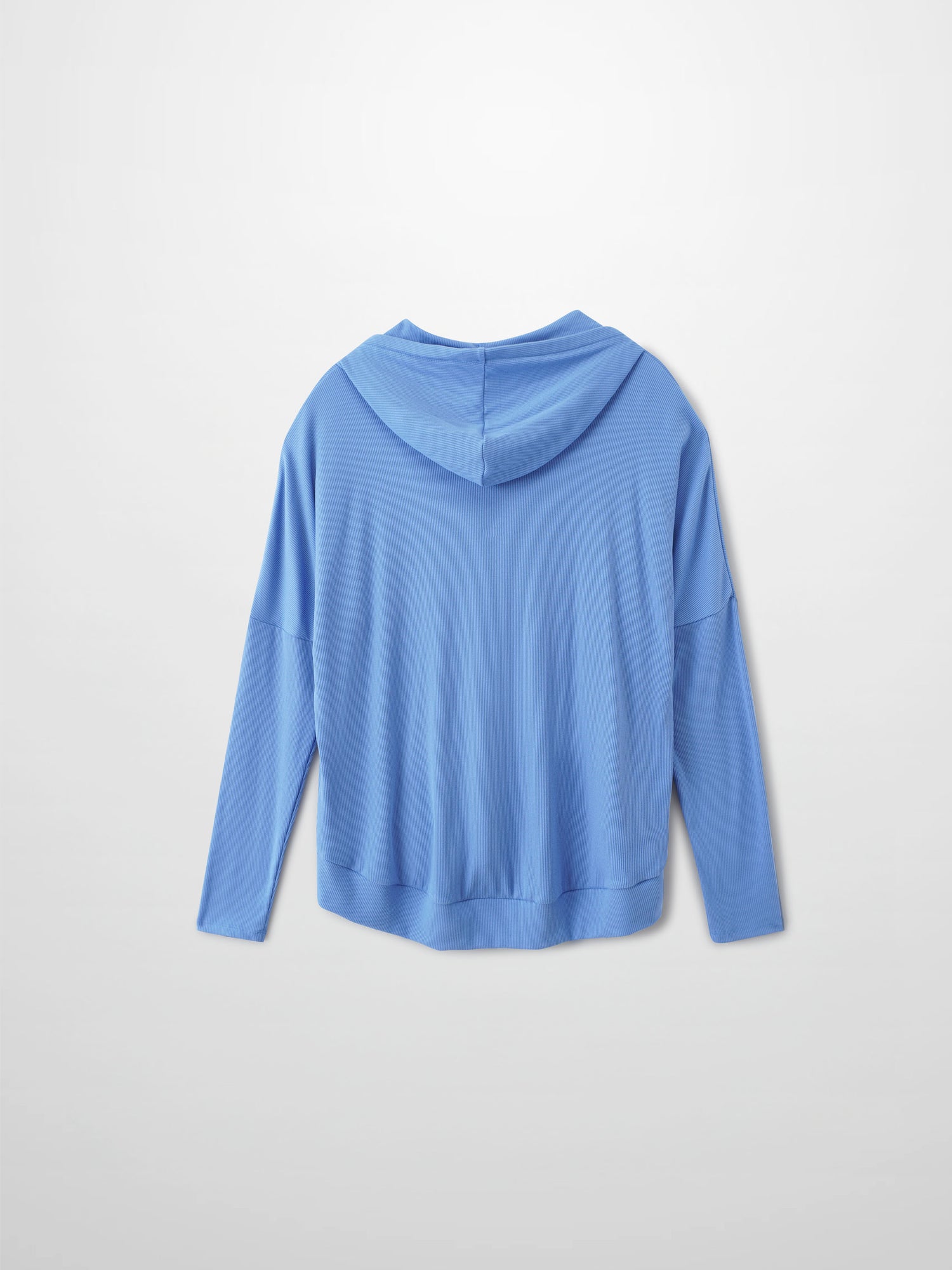 Ribbed Half Zip Hoodie Tee-Periwinkle Blue
