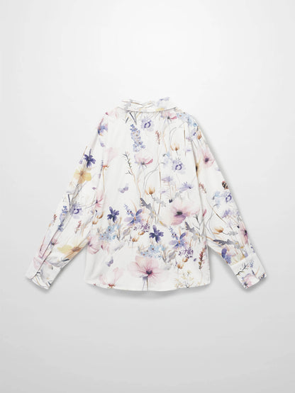 Printed Linen Blend Blouse-Scattered Flowers