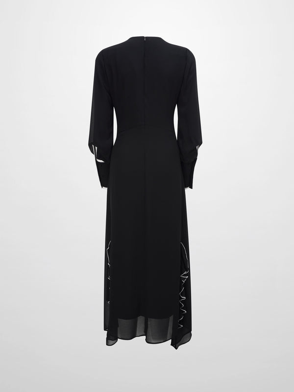Asymmetrical Hem Dress-Black