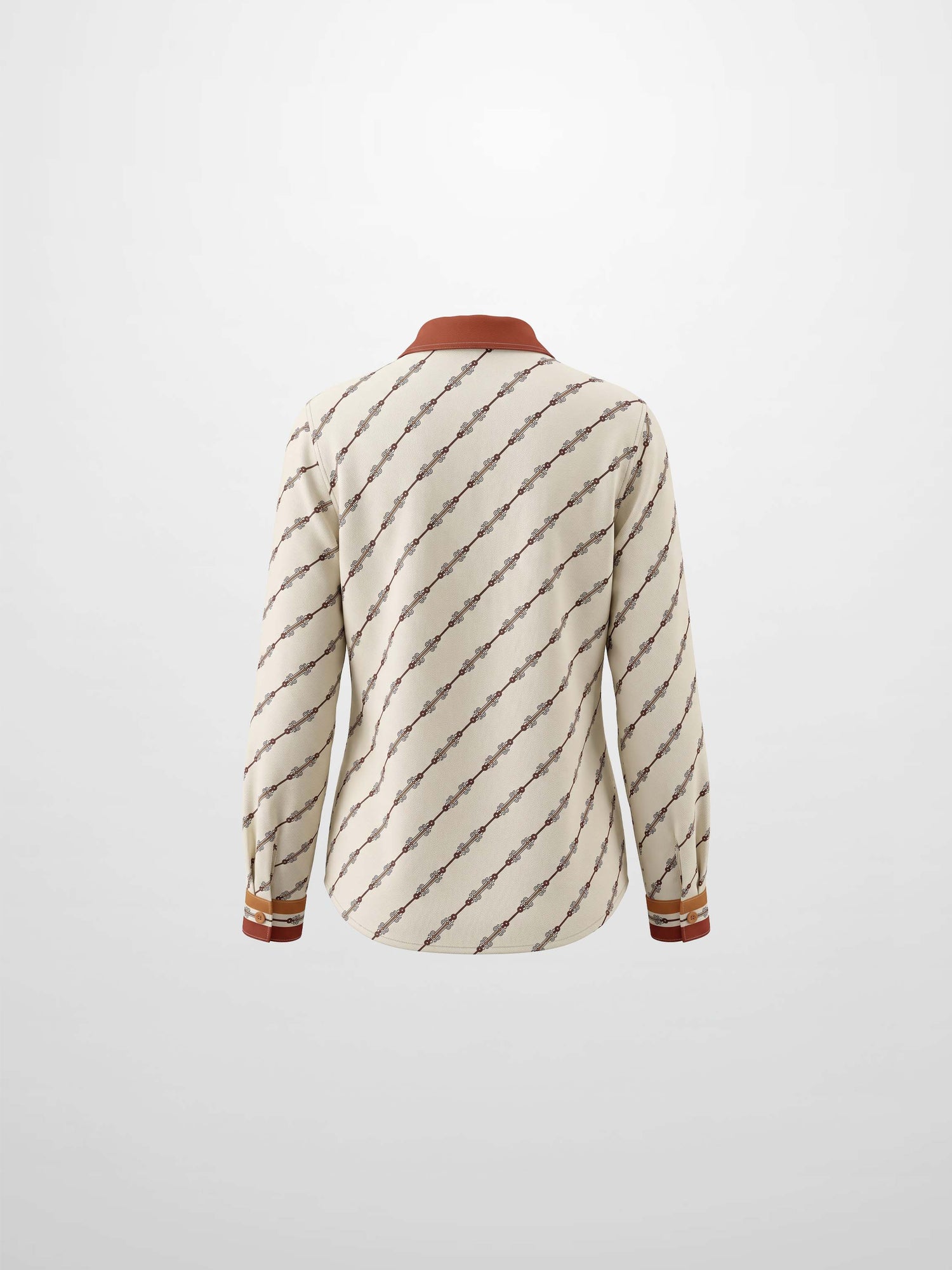 Button Down Bow Blouse - Boarder Print
