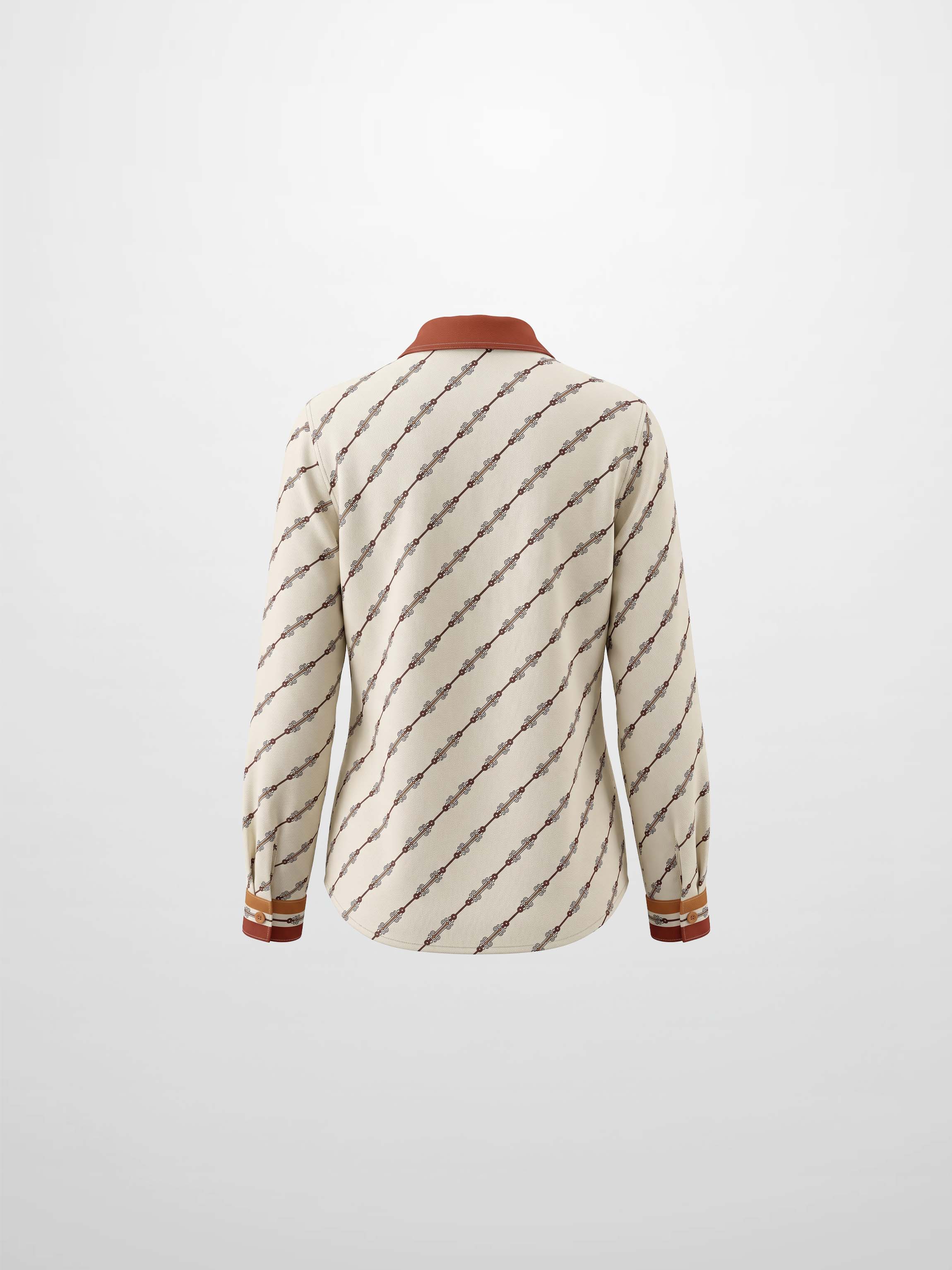 Button Down Bow Blouse - Boarder Print