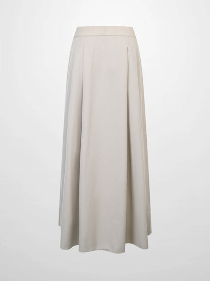 Elastic Waist Button Down Skirt-Latte