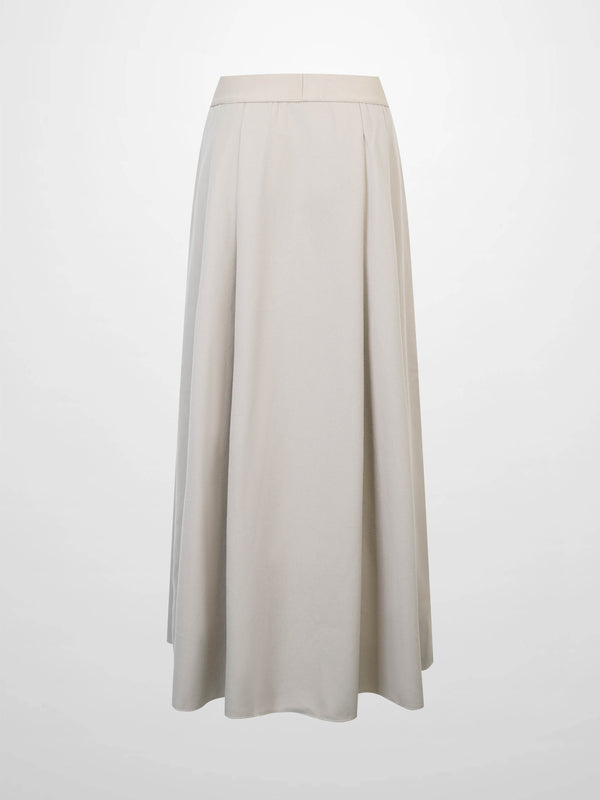 Elastic Waist Button Down Skirt-Latte