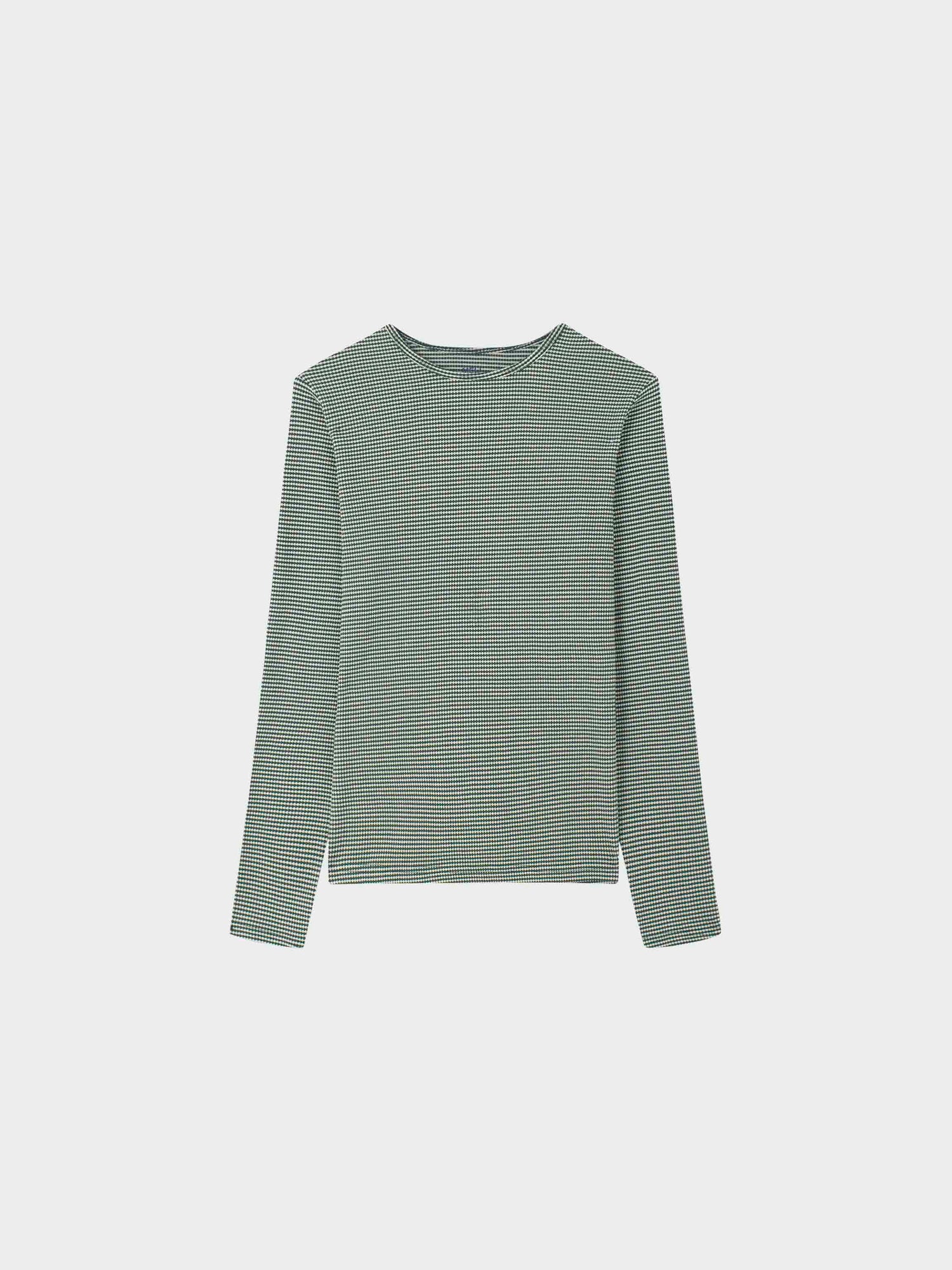Waffle Striped Crew Tee-Green/White
