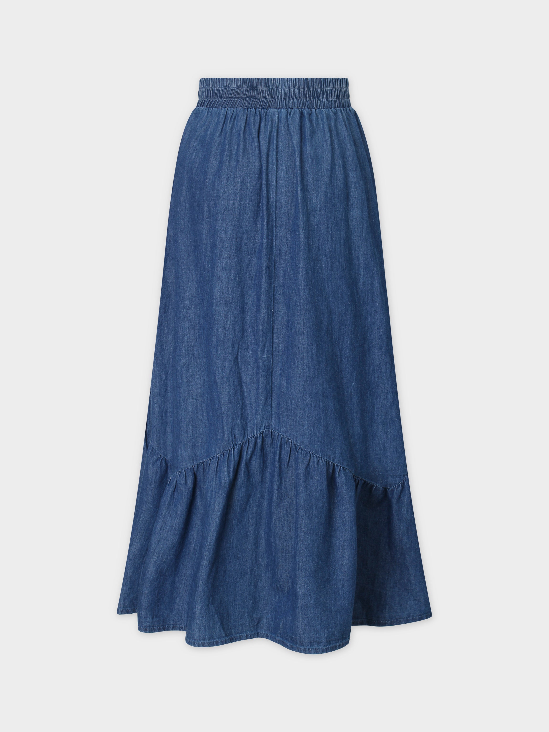 FALDA MAXI FESTIVADA-DENIM