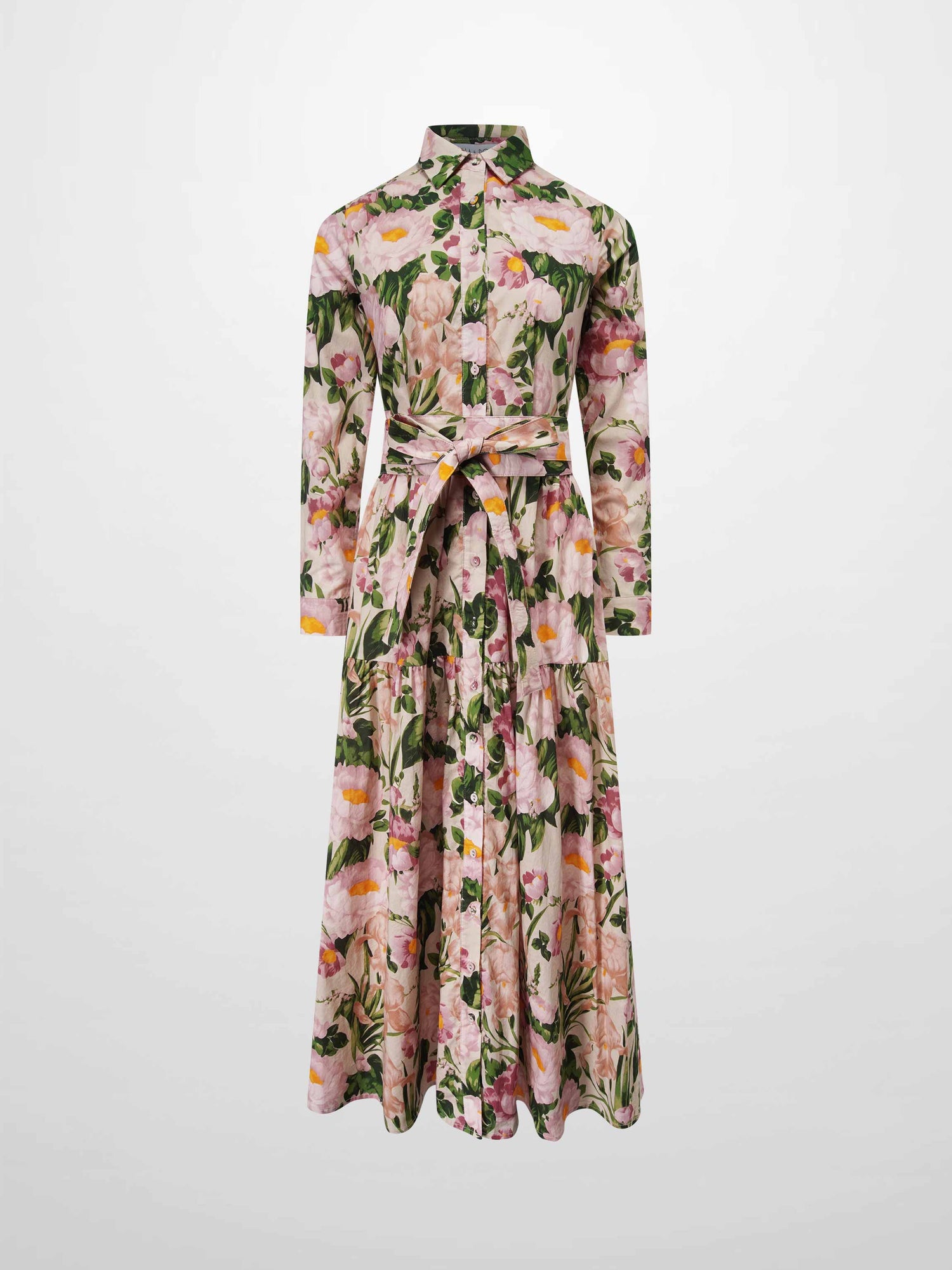 Printed Cotton Belted Shirtdress-Garden Floral