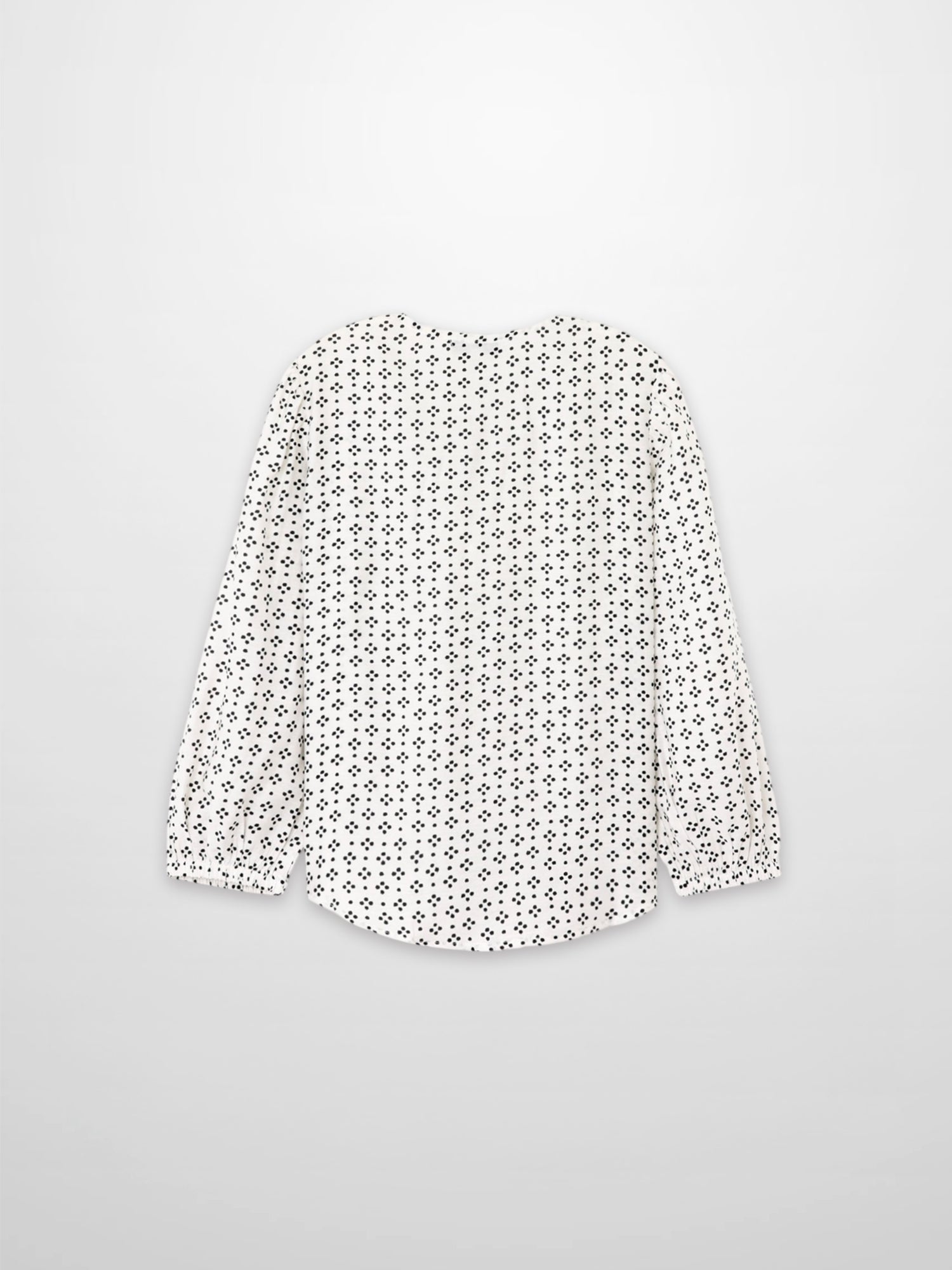 Puff Sleeve Button Down Blouse-Black/White Polka Dot