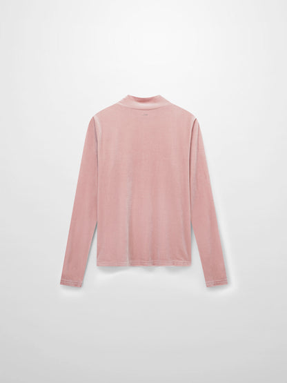 Velour Mock Neck Turtleneck-Blush