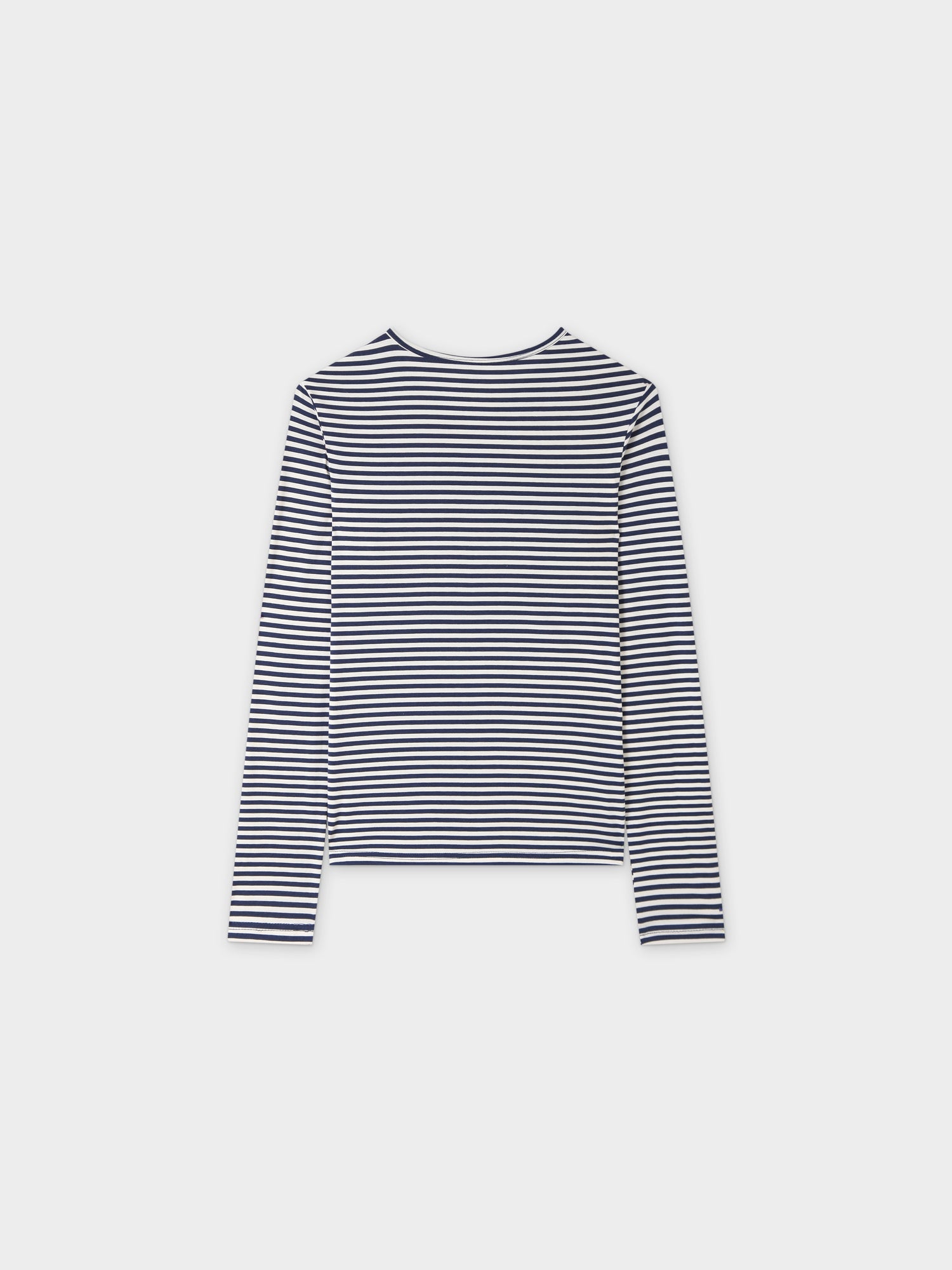 Camiseta Thin Stripe High V-Crema/Azul marino