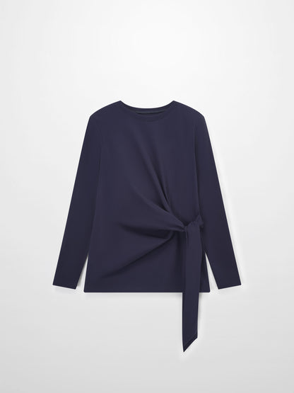 Side Tie T-Shirt-Navy